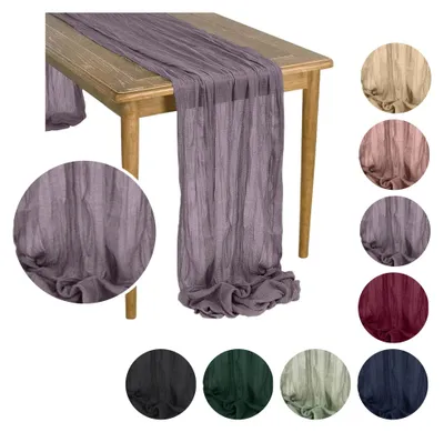 Produktbild von MEBLE ODNOWA, Tischläufer, BOHO-Tischläufer aus Gaze, Gaze Tischdeko, Violet, 90 × 300 cm, Elegant, Gazestoff, Leicht, Luftig, Maschinenwaschbar, Pflegeleicht, Tischdekoration, Weicher Stoff, Boho Tischdeko, Langer Tischläufer
