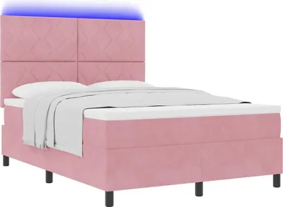 Immagine prodotto di Letto a molle con materasso con testata rosa 140 x 190 cm in velluto