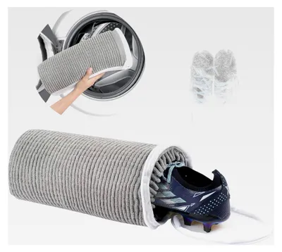 Produktbild von Schuhwaschbeutel für Waschmaschine, mit 360°-Reinigungsflaum & Reißverschluss, wiederverwendbarer Wäschesack für Schuhe, für Waschmaschine und Trockner (Dunkelgrau)