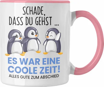 Produktbild von Trendation - Schade Dass Du Gehst Tasse Geschenk zum Abschied Jobwechel Abschiedsgeschenk Arbeitskollegin (Rosa)