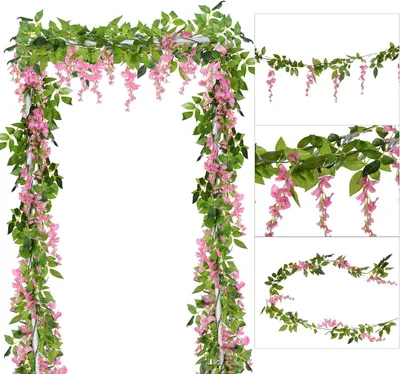Zdjęcie produktu dla Sztuczne kwiaty Wisteria girlanda 2 m, 4 sztuki, różowy, na wesele