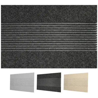 Produktbild von Floordirekt Schmutzfangmatte Circa, waschbare Fußmatte für Innen & Außen, rutschfeste Türmatte flach, wetterfest - Anthrazit Streifen, 70x120 cm