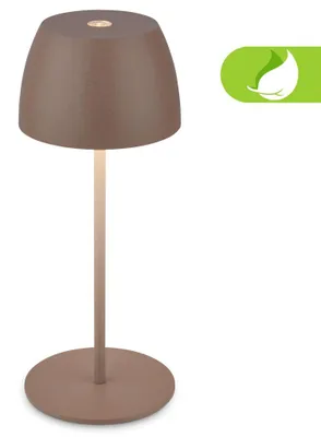 Immagine prodotto di Briloner Serina Mini lampada da tavolo a LED senza fili IP44, dimmerabile, touch, protezione dagli spruzzi d'acqua, batteria, paralume, Ø8 x 20 cm