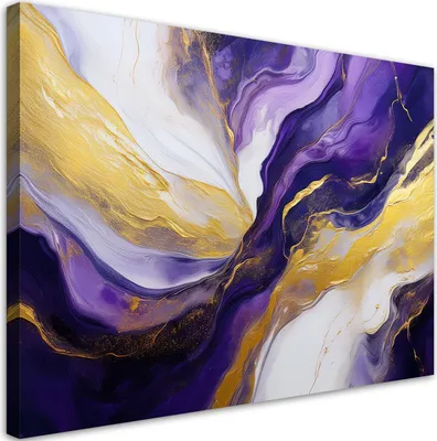 Produktbild von Leinwandbild Abstrakte Marmorstruktur Lila Gold 90x60 Feeby Bunt bild für die wand bereit zum aufhängen