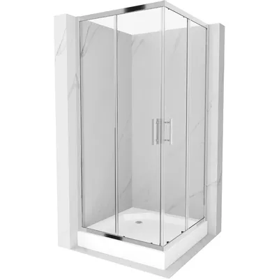Obrázek produktu pro Mexen Rio čtvercový sprchový kout 90 x 90 cm, Průhledné, Chromovaná + sprchová vanička Rio, Bílá - 860-090-090-01-00-4510