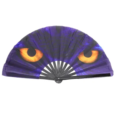 Immagine prodotto di Gufo occhio Kung Fu Fan Bambù pieghevole mano ventaglio per Halloween Natale decorazione regalo