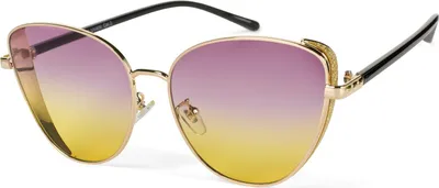 Produktbild von styleBREAKER Damen Cateye Sonnenbrille mit Glitzer Element, Metall Rahmen und Polycarbonat Gläser, Katzenaugen Form, Retro Look 09020104