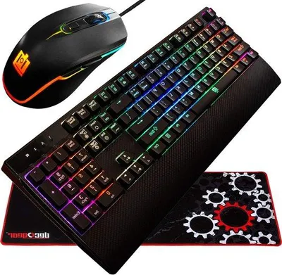 Immagine prodotto di Set di tastiera meccanica da gaming - Accessori per il gaming - Gaming confortevole - Tasti meccanici - Tappetino da gaming 32 x 12 pollici - Nero