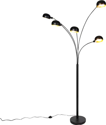 Produktbild von QAZQA - Design Stehleuchte I Stehlampe I Standleuchte I Lampe I Leuchte schwarz 5-Licht - Sixties I Wohnzimmer - Stahl Länglich - LED geeignet E14