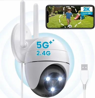 Produktbild von ieGeek 2K 3MP Überwachungskamera Aussen mit Kabel  2,4/5G WLAN & 360°PTZ IP Kamera mit Farbiger Nachsicht PIR-Bewegungserkennung 2-Wege-Audio