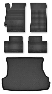 Zdjęcie produktu dla Dywaniki gumowe + mata bagażnika do Mazda 323 BJ 1998-2002 (sedan) – czarne, dobierane – Wielganizator Semi-Universal