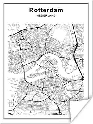 Produktbild von MuchoWow® Poster Stadtplan - Schwarz und weiß - Rotterdam 120x160 cm - Wandbilder