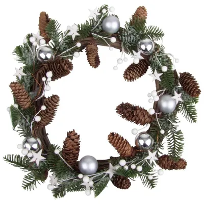 Image de Couronne de sapin de Noël Ø39cm Boules de Noël Cônes de sapin Étoile Décoration de Noël