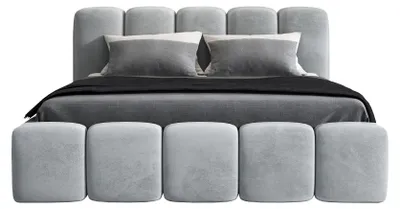 Produktbild von Polsterbett SONIC mit Bettkasten und Metallgestell 160 x 200 cm. Modernes Doppelbett mit Stauraum, mit Matratze. Farbe: Hellgrau