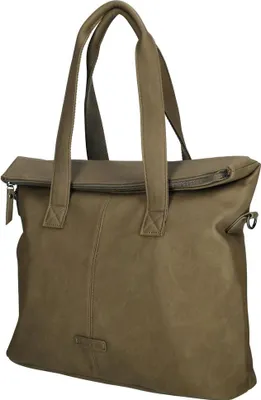 Produktbild von XL großer Damen Shopper Umhängetasche Tasche Leder Optik Schultertasche Büro Arbeit Olive