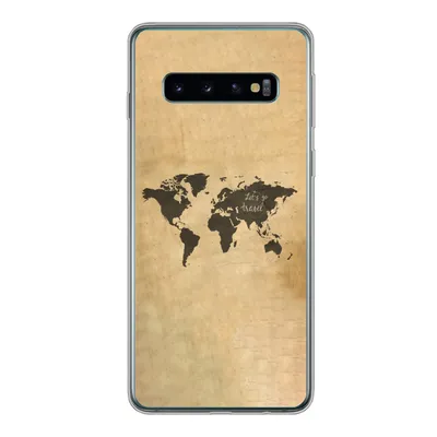 Produktbild von MuchoWow® Handyhülle Schutzhülle Hülle für Samsung Galaxy S10 Weltkarte - Schwarz - Sprichwörter Silikon Softcase Handy Hülle - Handytasche