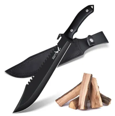 Immagine prodotto di Coltello da sopravvivenza, lama fissa in acciaio D2 full tang, 26,5 cm, ideale per campeggio, escursioni e pesca