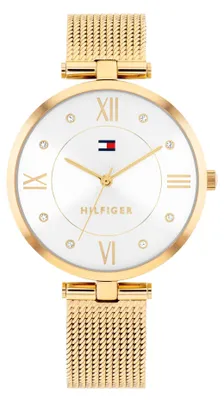 Produktbild von Tommy Hilfiger Uhr mit Drei-Zeiger-Quarzwerk für Damen mit Goldfarben Edelstahla