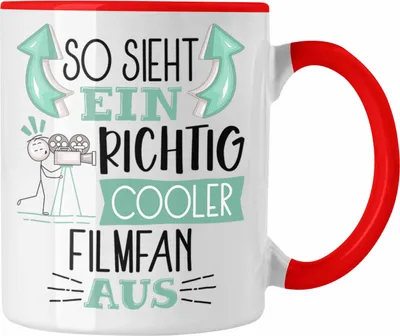 Produktbild von Trendation - So Sieht Ein Richtig Cooler Filmfan Aus Geschenk Tasse Lustiger Spruch Geschenkidee (Rot)