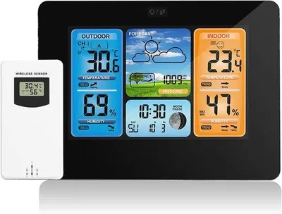 Zdjęcie produktu dla Stacja pogodowa z cyfrowymi funkcjami meteorologicznymi i bezprzewodowym czujnikiem zewnętrznym
