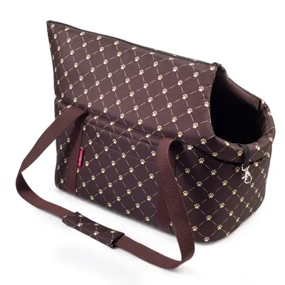 Image de Sac pour chien - marron/ motif : pattes, L à 15 kg - sac pour petit et moyen chien, chiot, chat.