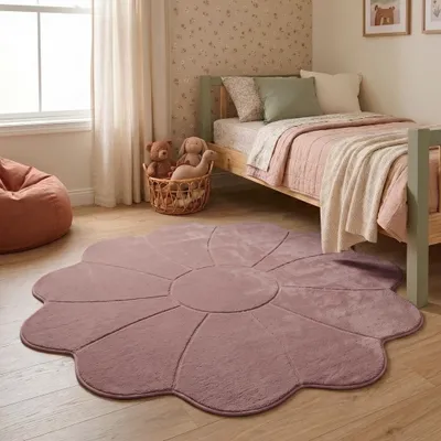 Zdjęcie produktu dla Volero - Zmywalny dywan dziecięcy – Coco Kwiat Ciemnoróżowy - Ø 80cm
