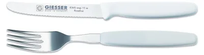 Produktbild von Giesser Messer Besteckset Essgabel + Tomatenmesser 11cm Welle scharf Farbe - weiß