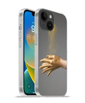 Produktbild von MuchoWow® Handyhülle Schutzhülle Hülle für Apple iPhone 14 - Softcase Frau mit goldgefärbten Händen und einer Glitzerwolke Silikon Softcase Handy Hülle - Mobiltelefonhülle