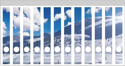 Produktbild von Wallario Ordnerrücken Sticker, selbstklebend für schmale Ordner, 12 Stück, Motiv Ski-Piste in den Alpen