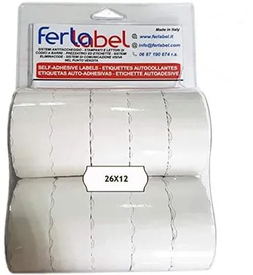 Immagine prodotto di Etichette prezzo etichette adesive per prezzi - 26 x 12 mm - Bianco - 10 rotoli da 1.500 etichette