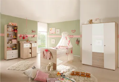 Produktbild von Babyzimmer Wiki 4-tlg Sonoma Eiche Nachbildung Schrank 3 Türig