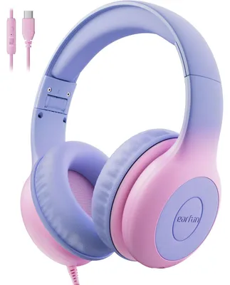Obrázok produktu pre Slúchadlá pre deti s káblom C, s obmedzením hlasitosti, fialovej farby, USB typu C