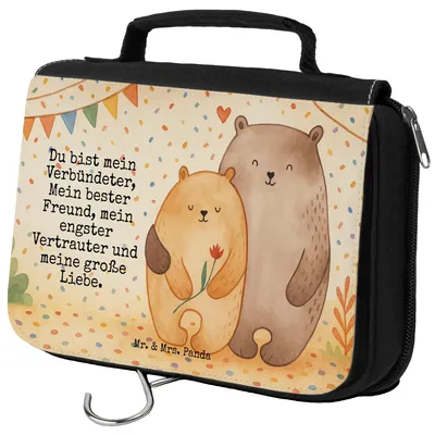 Produktbild von Mr. & Mrs. Panda Kosmetiktasche Bären Liebe Design - Weiß - Geschenk, Kuscheln, Necessaire, Jahrestag, beautycase, Hochzeitstag, badtasche, Verknallt, Freundin