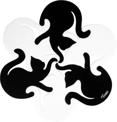 Image de Sous-verre en forme de chat, noir et blanc, 22 cm, verre et céramique
