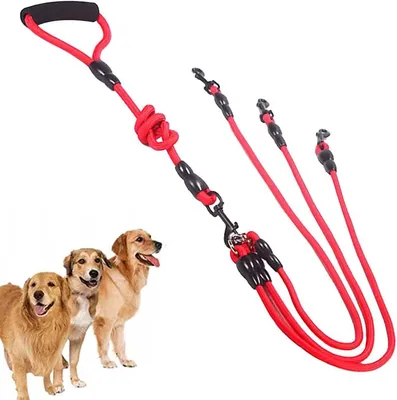 Produktbild von Hundeleine 3-in-1, gepolsterter Griff, 1,5 m, 360 Grad Drehung, für 3 Hunde