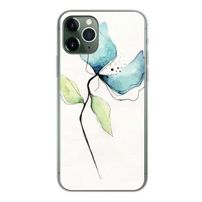 Produktbild von MuchoWow® Handyhülle Schutzhülle Hülle für iPhone 11 Pro Blumen - Aquarell - Blau Silikon Softcase Handy Hülle - Handy