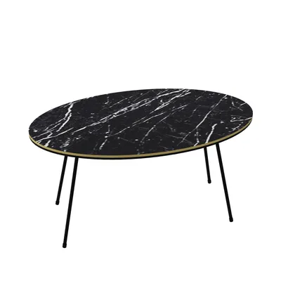 Produktbild von Couchtisch Marmor Optik Oval Schwarz 22126948