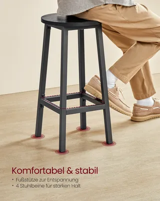 Produktbild von VASAGLE Barhocker Barstühle (Set, 2 St., 2er), bis 100kg belastbar, 32x32x65cm, CBL32