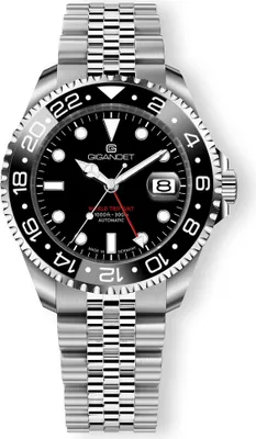 Produktbild von Gigandet Automatikuhr Edelstahl Saphirglas Silber Schwarz World Trip GMT Ceramic - G1000-004M-C