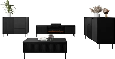 Produktbild von MIRJAN24 Wohnzimmer-Set Ozmi III, Wohnzimmer vom Hersteller (Farbe: Schwarz)