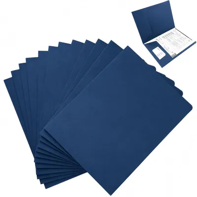 Immagine prodotto di Cartelle portadocumenti A4 in cartone, 12 pezzi, colore blu, con tasca e fessura per biglietti da visita