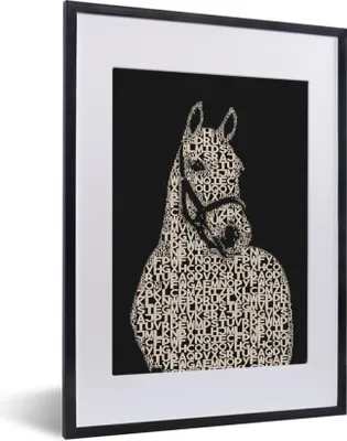 Produktbild von MuchoWow® MuchoWow® Gerahmtes Poster Pferd - Briefe - Schwarz - Mädchen - Kinder - Mädchen 30x40 cm - Poster mit zchwarzem Bilderrahmen - Wandposter Schlafzimmer