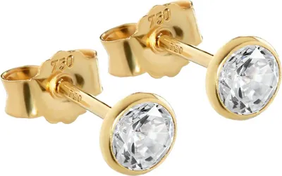Produktbild von Paar 4,5mm Ohrstecker Gelbgold 750 Gold Ohrringe 18 Karat Zirkonia Weiß 2614