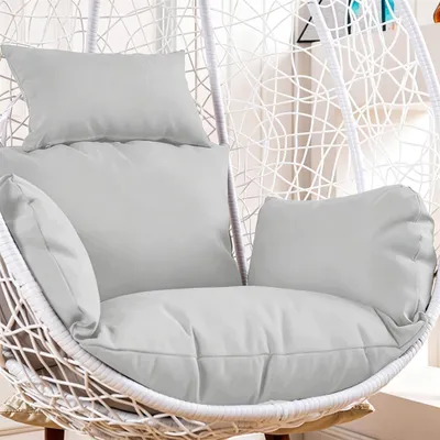 Image de Coussin pour fauteuil suspendu avec repose-tête – Coussin doux, extra épais et lavable, idéal pour les balancelles
