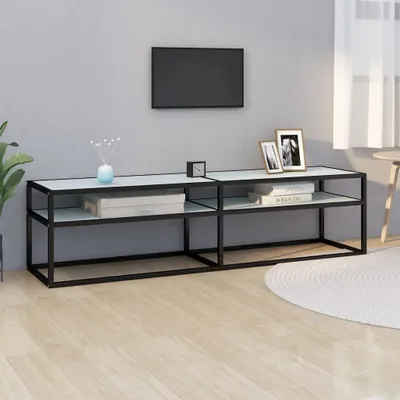 Produktbild von "Rabatt" TV-Schrank - Fernsehschrank - TV-Lowboard - Weiß Marmor-Optik 160x40x40,5 cm Hartglas - TV-Schränke CC11592