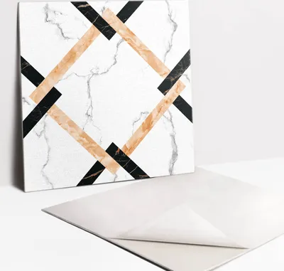 Obrázok produktu pre Samolepiace vinyleové dlaždice - Nálepky na Stenu - Podlahu - Sada 9 Kusov - 30x30 cm - Mramor a čtverce