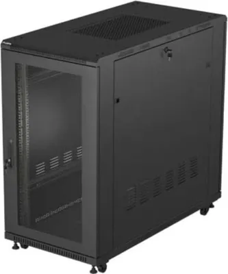 Obrázok produktu pre Lanberg FF01-6222-23B, Voľne stojací rack, 22U, 800 kg, Zámok, Koľajnice racku, Otočné kolieska