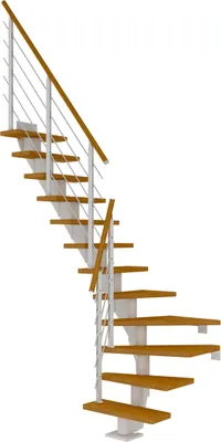 Produktbild von Dolle Mittelholmtreppe Frankfurt 1/4 gewendelt Eiche, geölt 65 cm breit für Geschosshöhen 259 – 301 cm UK Metall Weiß inkl. einseitigem Designgeländer