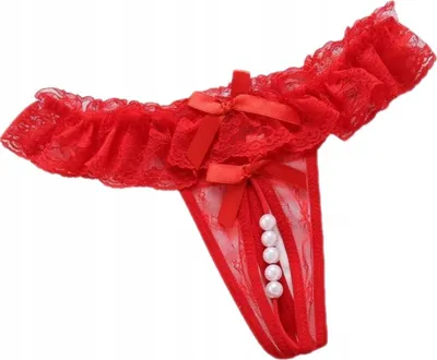 Produktbild von String - Damen - Spitzenhöschen - sinnliche Slips - mit Ausschnitt - Einheitsgröße - Rot