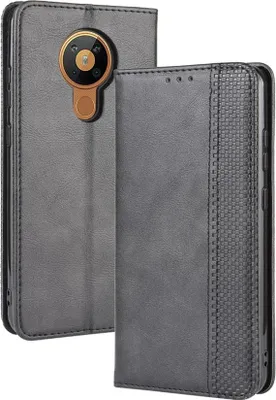 Produktbild von Nokia 5.3 Hülle - Coverup Vintage Style Klapphülle - Schwarz